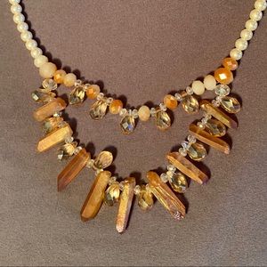 Orange Crystal Costume Necklace